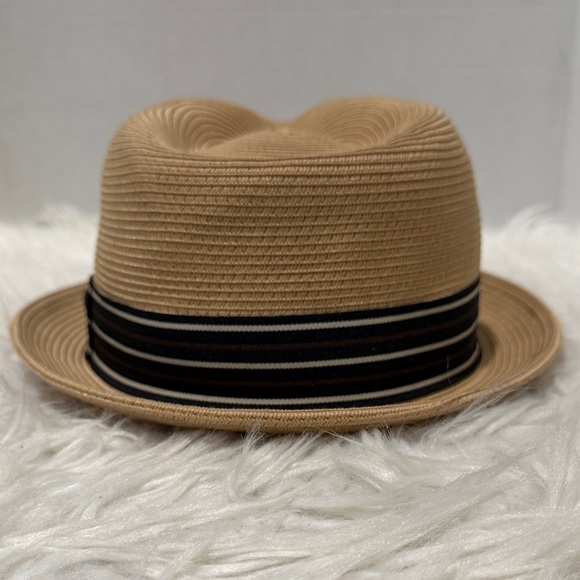 THE HATTER Tan Fedora with Black Striped Band - Picture 6 of 9
